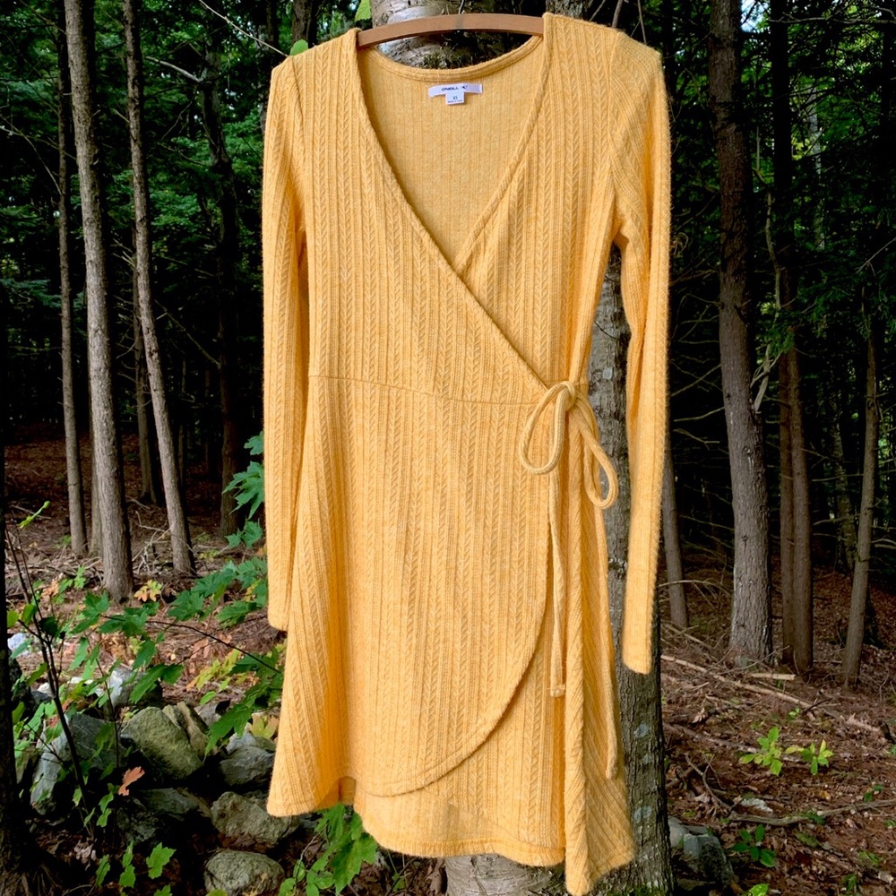 O’Neill long sleeve knit wrap dress